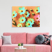 Zinnia Elegans Vibrannt Botanisch Leinwanddruck (Insitu (Wohnzimmer))