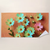 Zinnia Elegans Vibrannt Botanisch Strandtuch (Vorderseite)