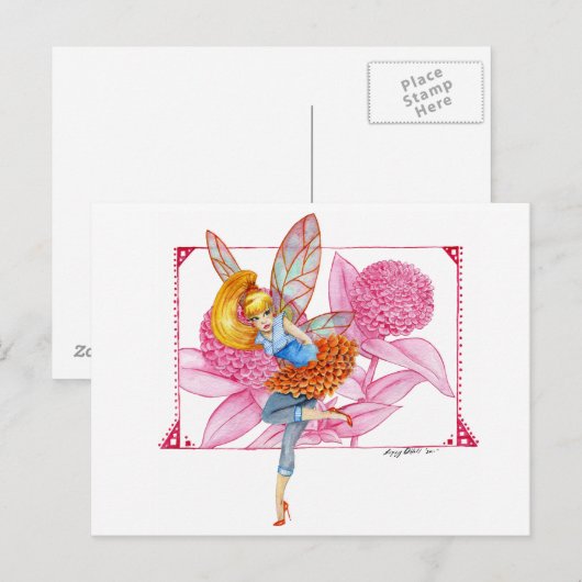 Zinnia Fairy Postcard Postkarte (Vorne/Hinten)