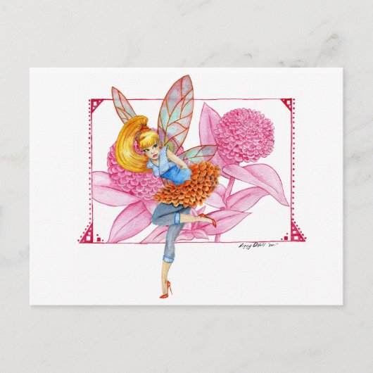 Zinnia Fairy Postcard Postkarte (Vorderseite)