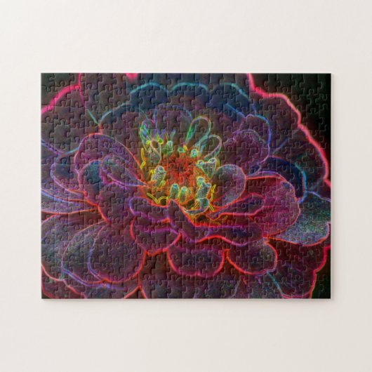 Zinnia Fantasy Abstrakte Blume Art Puzzle (Horizontal)