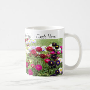 Zinnia-Feld-Blumen-Tasse mit Monet Zitat Kaffeetasse