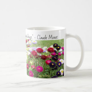 Zinnia-Feld-Blumen-Tasse mit Monet Zitat Kaffeetasse