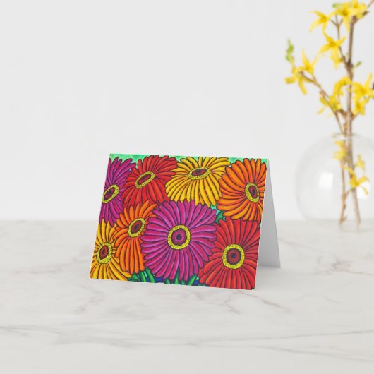 Zinnia Fiesta "Floral Crop" Anmerkung/Grußkarte Karte (Gelbe Blume)