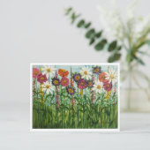 Zinnia, Gänseblümchen, Aster Blumen Postkarte (Stehend Vorderseite)