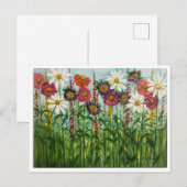 Zinnia, Gänseblümchen, Aster Blumen Postkarte (Vorne/Hinten)