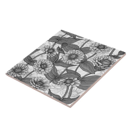 Zinnia, Monochom auf weiß Fliese (Seite)