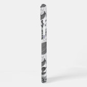 Zinnia, Monochom auf weiß iPhone Hülle (Linke Seite)