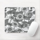 Zinnia, Monochom auf weiß Mousepad (Mit Mouse)
