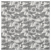Zinnia, Monochom auf weiß Stoff (Muster)