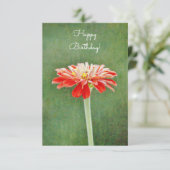 Zinnia Red Blume Künstlerisch Flat Birthday Card Einladung (Stehend Vorderseite)
