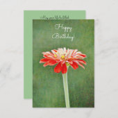 Zinnia Red Blume Künstlerisch Flat Birthday Card Einladung (Vorne/Hinten)