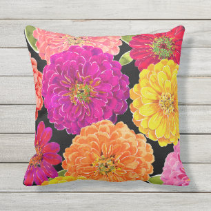 Zinnia-rosa gelber lila mit Blumenpfirsich Kissen