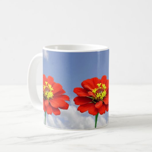 Zinnia Rote Blume Tasse (Vorderseite Links)