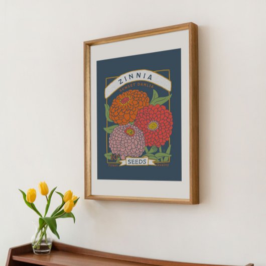 Zinnia-Samenpaket Poster (Soft Navy)