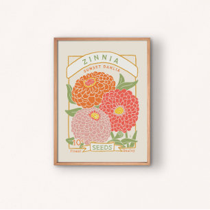 Zinnia Seed Packet Poster