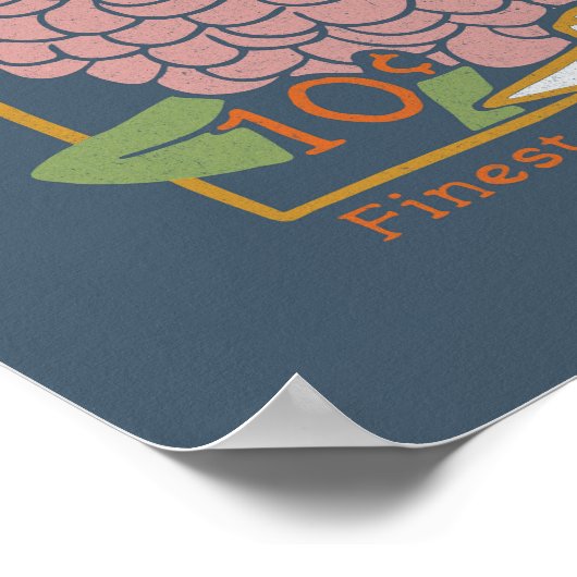 Zinnia Seed Packet Poster (Soft Navy) (Ecke)