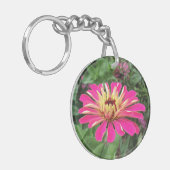 ZINNIA u. DAHLIE - vibrierende rosa und Sahne - Schlüsselanhänger (Vorderseite links)