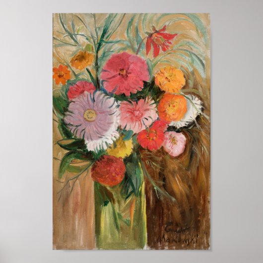Zinnia und Asters | Tadeusz Makowski Poster (Vorne)