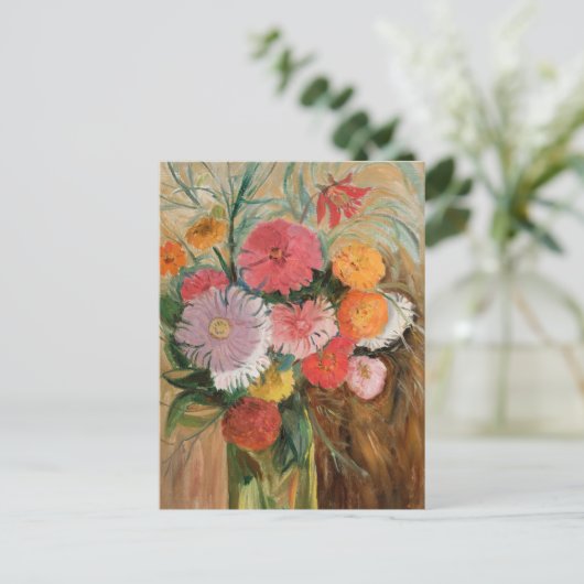 Zinnia und Asters | Tadeusz Makowski Postkarte (Stehend Vorderseite)