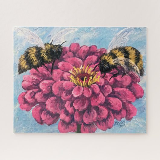 Zinnia und Bienen Puzzle (Horizontal)