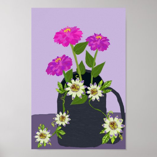 Zinnia und Passion Blume Poster (Vorne)