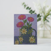 Zinnia und Passion Blume Postkarte (Stehend Vorderseite)