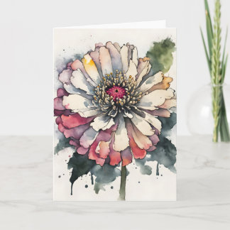 Zinnia - Watercolor flowers Karte