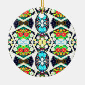 Zinnias Blue Keramik Ornament (Vorne)