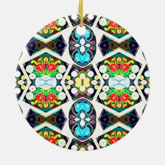 Zinnias Blue Keramik Ornament (Hinten)