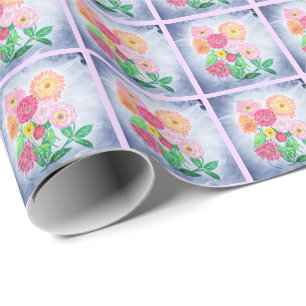 Zinnienblume Blau Swirl Geschenkpapier