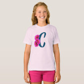 Zinnienblumen Monogramm Anfangsbuchstabe C T-Shirt (Vorne ganz)