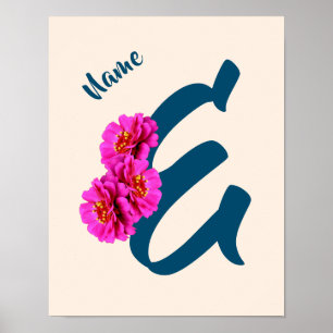 Zinnienblumen Monogramm Anfangsbuchstabe E Persona Poster