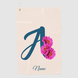 Zinnienblumen Monogramm Initiale A Personalisiert Golfhandtuch
