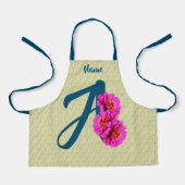 Zinnienblumen Monogramm Initiale A Personalisiert Schürze (Vorderseite)