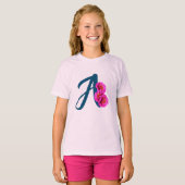 Zinnienblumen-Monogramm Initiale A T-Shirt (Vorne ganz)