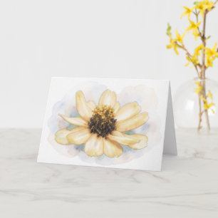 Zinnienblüten-Kunstnotizkarte in blassem Gelb Karte