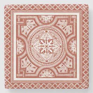 Zinnober Woodblock IV Steinuntersetzer