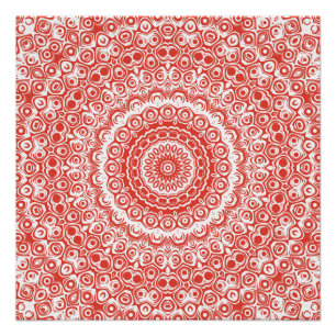 Zinnoberroter Mandala-Muster Poster