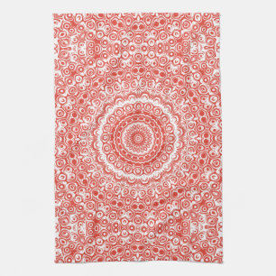 Zinnoberrotes Mandala-Muster Geschirrtuch