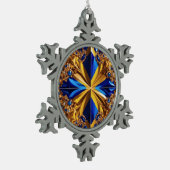 Zinnschneeflocke Ornament mit Schweden Farben (Links)