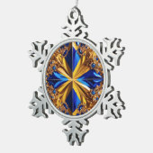 Zinnschneeflocke Ornament mit Schweden Farben (Rechts)