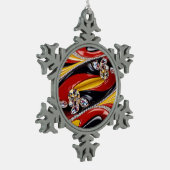 Zinnschneeflocken mit belgischen Farben Schneeflocken Zinn-Ornament (Links)