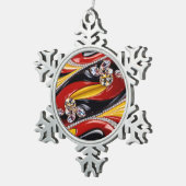 Zinnschneeflocken mit belgischen Farben Schneeflocken Zinn-Ornament (Rechts)