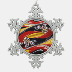 Zinnschneeflocken mit belgischen Farben Schneeflocken Zinn-Ornament