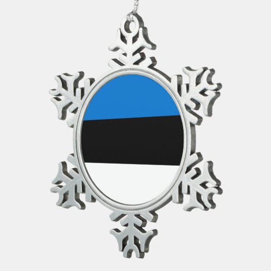 Zinnschneeflocken mit estnischer Flagge Schneeflocken Zinn-Ornament (Rechts)