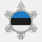 Zinnschneeflocken mit estnischer Flagge Schneeflocken Zinn-Ornament (Vorderseite)
