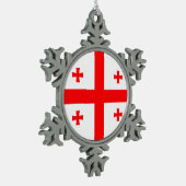 Zinnschneeflocken mit georgischer Flagge Schneeflocken Zinn-Ornament (Links)
