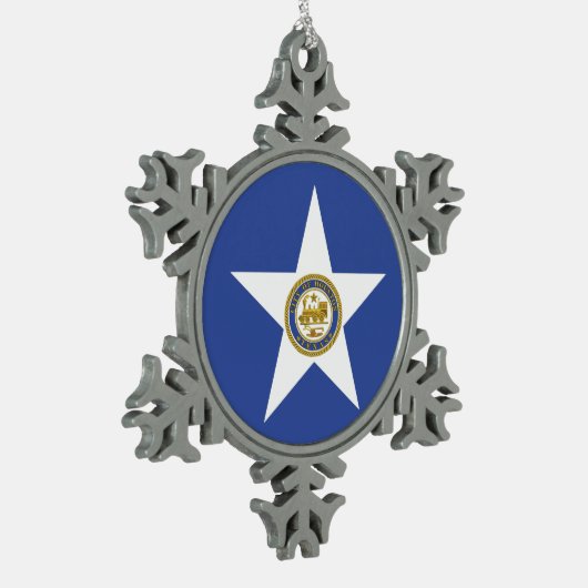 Zinnschneeflocken mit Houston Flag Schneeflocken Zinn-Ornament (Links)