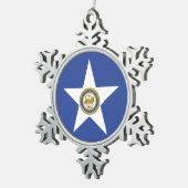 Zinnschneeflocken mit Houston Flag Schneeflocken Zinn-Ornament (Rechts)